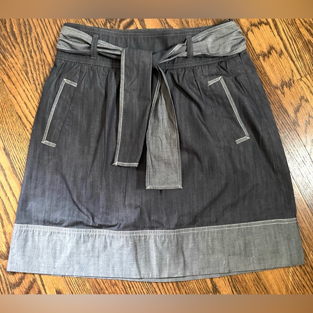 Loft cotton denim blue A-line skirt with pockets size for NWOT Y2k